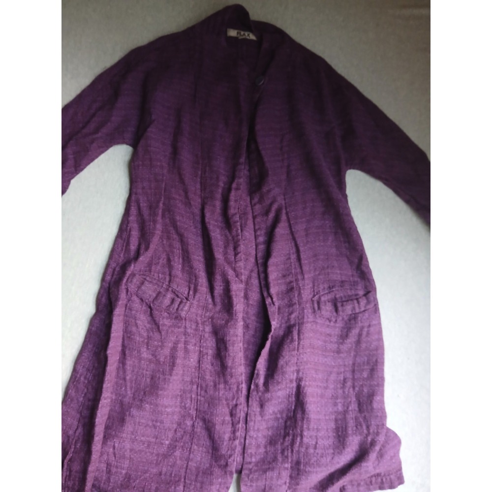 Flax Cardigan P / Small Linen Assymetric Arsty Lagenlook Relaxed Fit Purple